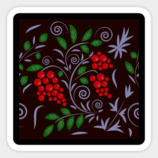 pattern with flowers and leaves hohloma style Sticker